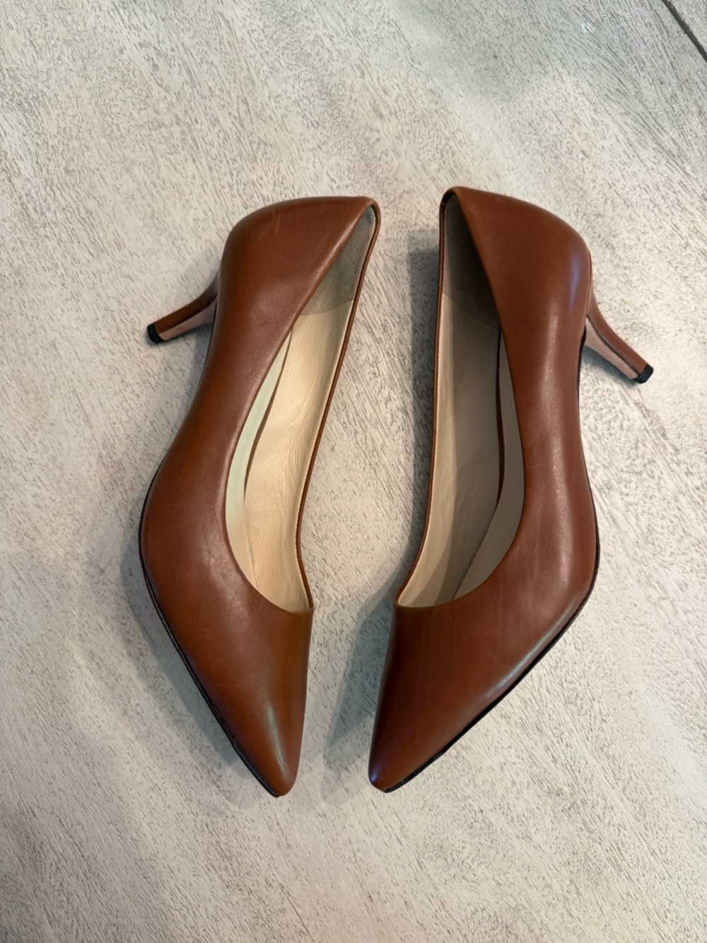 Cole Haan Brown Leather Pointed Toe Heels - Picture 3 of 4